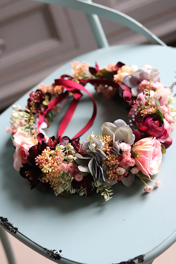 Jasmina M, barwny wianek na głowę ze sztucznych kwiatów, rozmiar uniwersalny