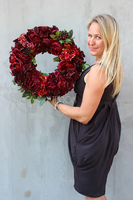 burgundowy, bardzo gęsty wianek Caryca Katarzyna, śr.50cm 