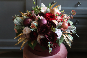 Bernardyna, bordowy flowerbox zimowy(całoroczny), wys.45cm 