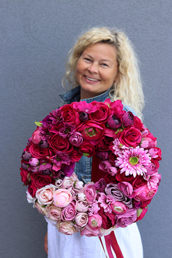 Amanita 2, wianek na drzwi w intensywnych barwach, śr.40cm