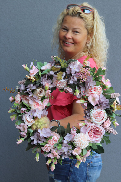 Fioletowa Fantazja, elegancki wianek na drzwi, śr. 47cm