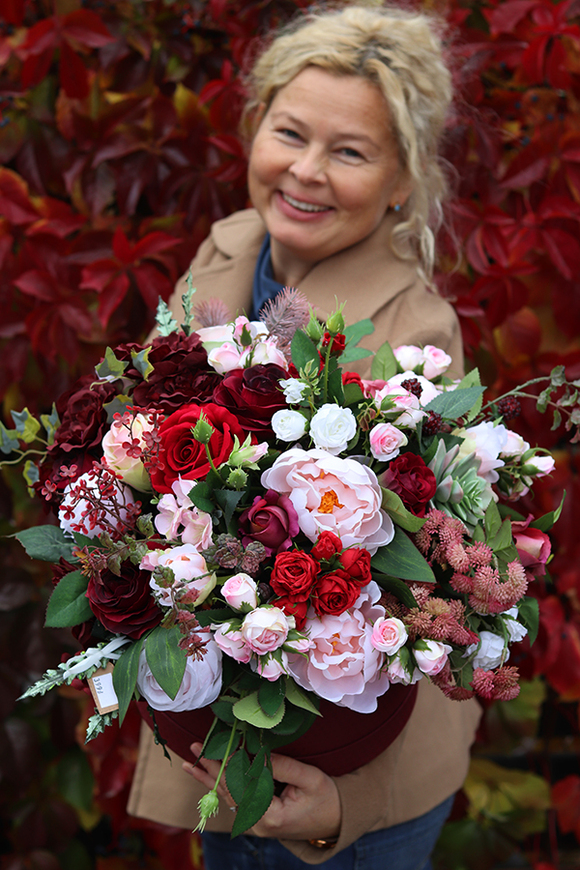 flowerbox w bordowym pudełku, Playa del Carmen, wys.45cm