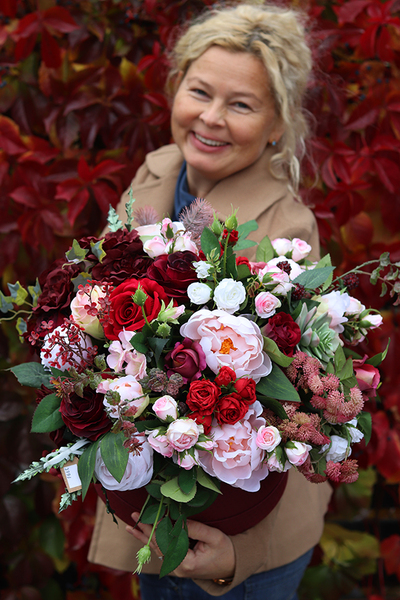flowerbox w bordowym pudełku, Playa del Carmen, wys.45cm