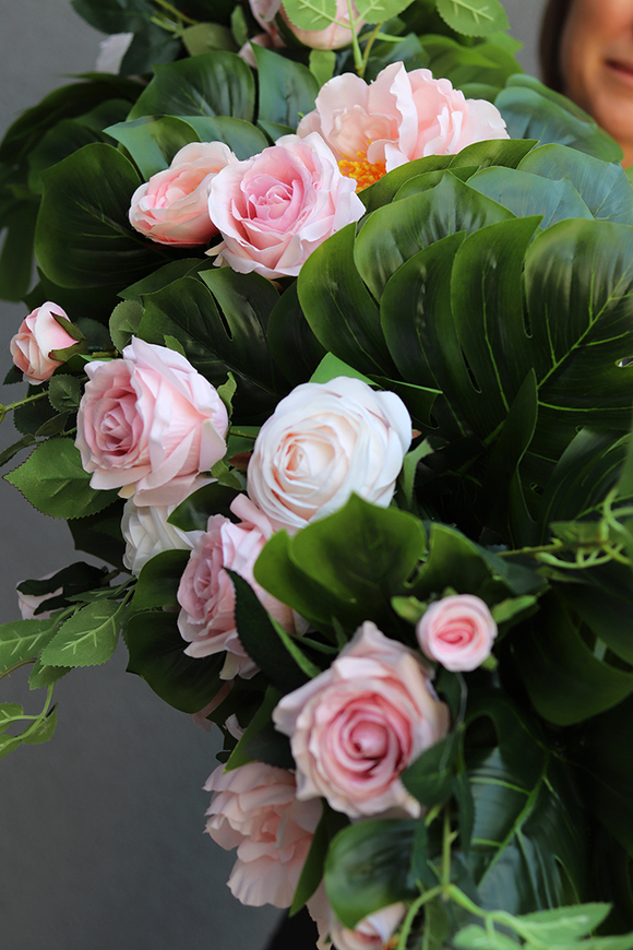 Monstera & Peonia, girlanda ze sztucznych roślin, dł.100cm 