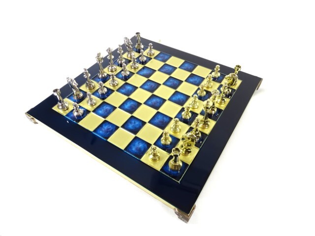 ekskluzywne klasyczne szachy metalowe, Staunton, wym.36x36cm 