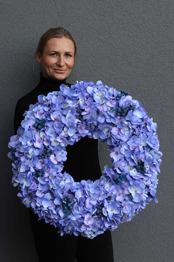 Fioletowa Hortensja Benicja, ogromny wianek, śr.60cm  