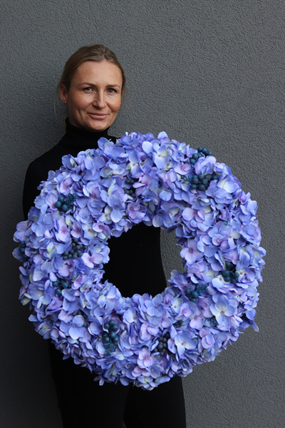 Fioletowa Hortensja Benicja, ogromny wianek, śr.60cm  