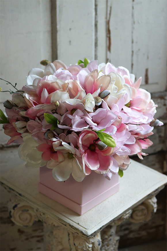 różowy flowerbox, Magnolia Pink, wys.38cm