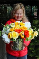 dekoracja kwiatowa / bukiet Pomarańczowa Energia wys.35cm, szer. 40cm