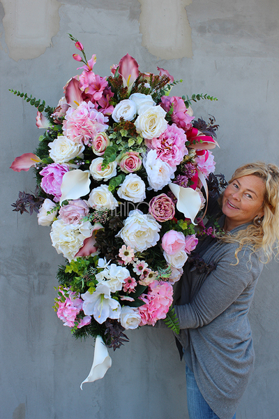 zestaw kompozycji nagrobnych Różane Niebo, dł.115cm/58cm  