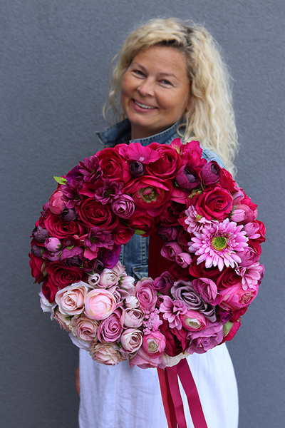 Amanita 2, wianek na drzwi w intensywnych barwach, śr.40cm