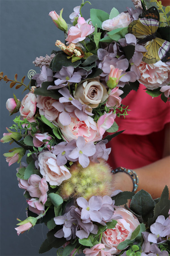 Fioletowa Fantazja, elegancki wianek na drzwi, śr. 47cm