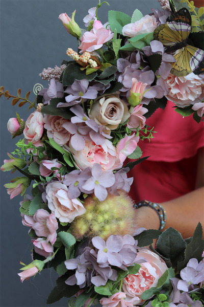 Fioletowa Fantazja, elegancki wianek na drzwi, śr. 47cm