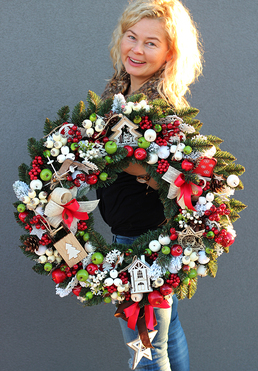 bardzo duży wianek / stroik dekoracyjny Christmas with tenDOM New, śr.52cm