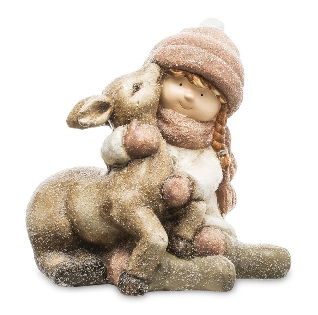 Choinkowo, figurka świąteczna, Dziewczynka z Sarenką, wym.32x27.5x24cm 