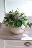 kompozycja sukulenty w okrągłej donicy, Trelisa, wym.29x35cm