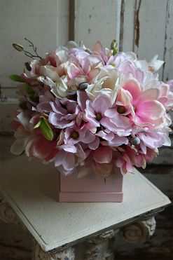 różowy flowerbox, Magnolia Pink, wys.38cm