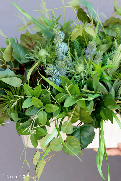 Green Metodio, kompozycja z liści i sukulentów, dł.80cm