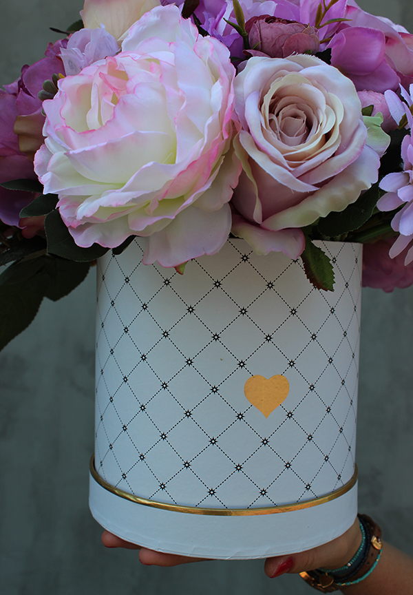 romantyczny flowerbox, kompozycja kwiatowa Terranova, wys.35cm