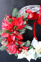 Gwiazda Betlejemska Red&White wianek / stroik dekoracyjny, szer.42 cm