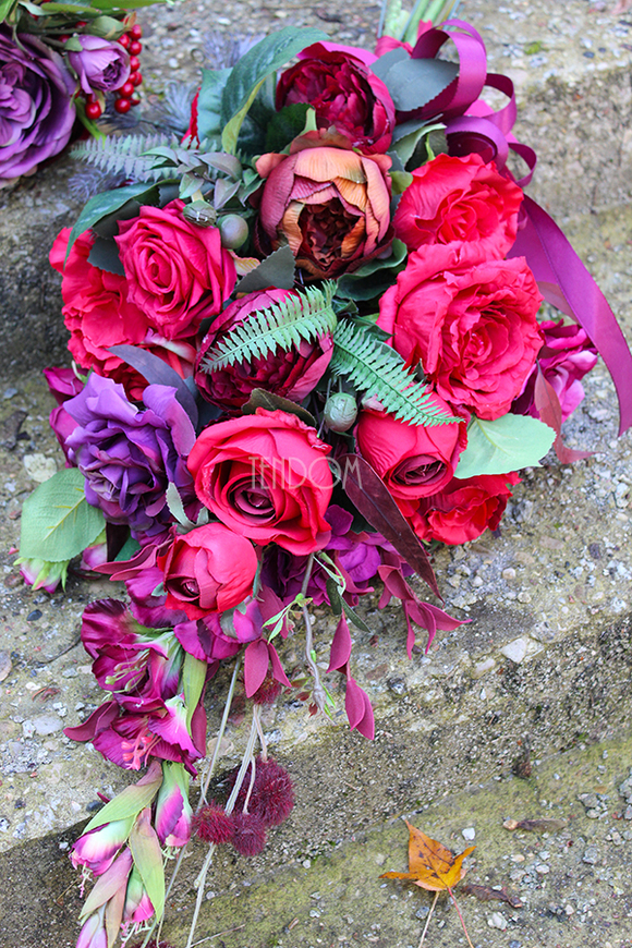 dekoracja nagrobna + bukiet Burgund komplet, wym.74cm 