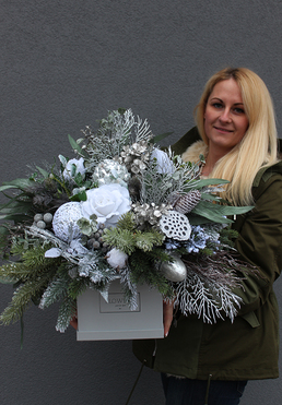 bogaty box świąteczny / stroik Silver Deluxe, wys.55cm 