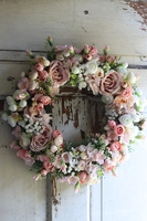 Eloza, różowy wianek na Twoje drzwi, śr.38cm