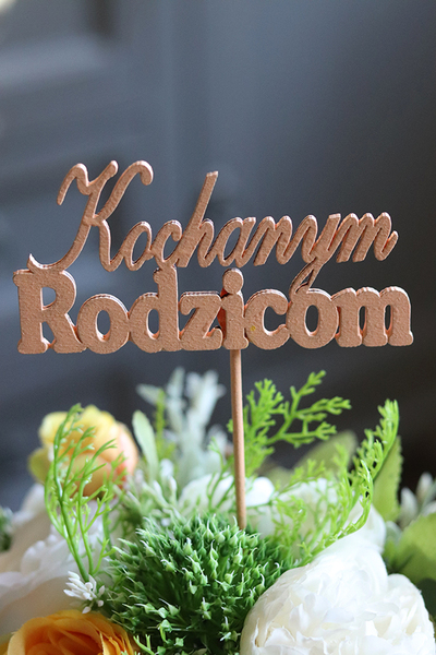 BestWishes, napis - życzenia do kompozycji, Kochanym Rodzicom, wym.5.5x11.5cm