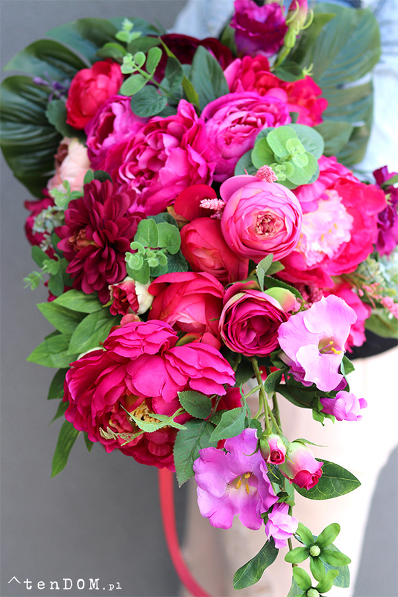 Burgund, ciemno-różowa kompozycja nagrobna, dł.70cm