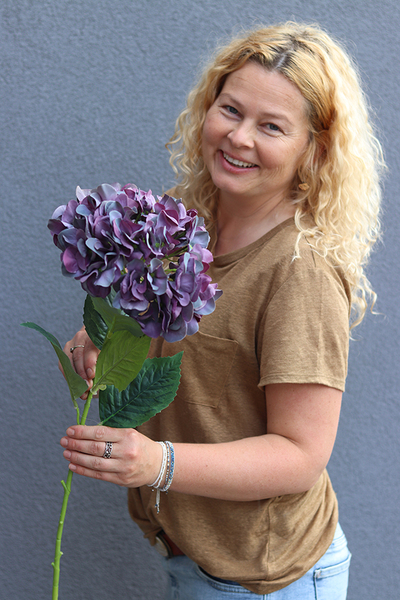 gałązka / sztuczna Hortensja Violett, fioletowa, dł.52cm, 1szt. 