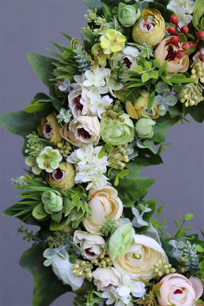 Anna Krem, dekoracyjny wianek kwiatowy, śr.40cm  