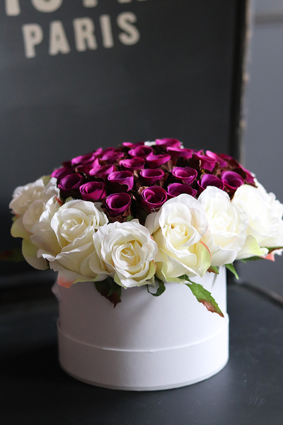 Elvira My Love flowerbox z różanym sercem, wys.20cm