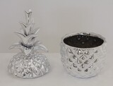 Ananas Silver, figurka ceramiczna / pojemnik, wys.25.5x12.5cm