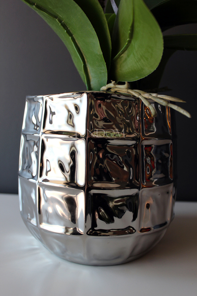 sztuczny storczyk Pandora w srebrnej donicy, wys.63cm