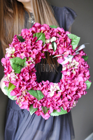 Różowa Hortensja wianek na drzwi śr.40cm
