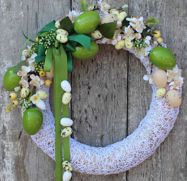 dekoracyjny wianek wielkanocny Koronkowy Wiosenny, śr.40cm