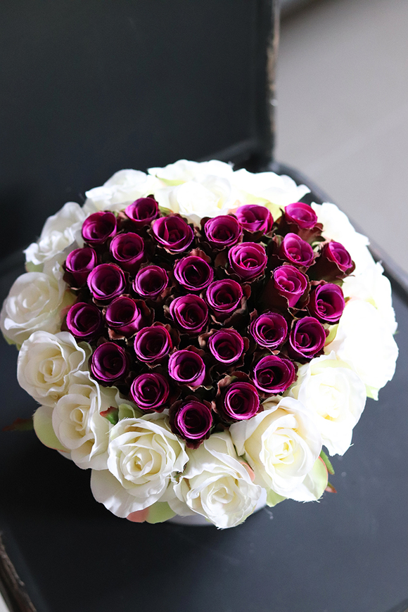 Elvira My Love flowerbox z różanym sercem, wys.20cm