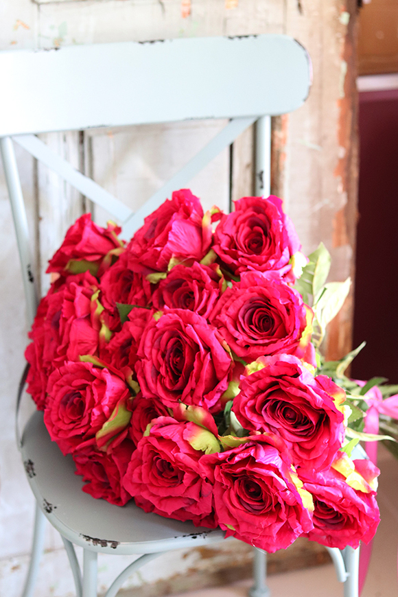 bukiet 25 fuksjowych róż, Fuksjanna, dł.60cm 