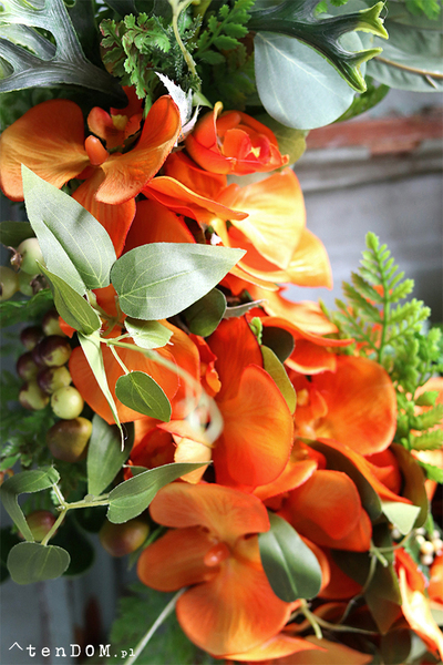 Dzika Orchidea Orange, efektowny wianek na drzwi, śr.40cm