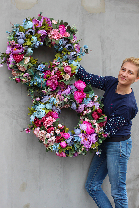 Caryca Katarzyna 4, bardzo duży wianek na drzwi, śr.64cm 