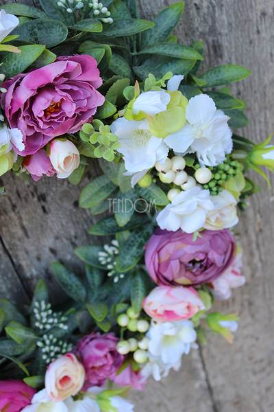 dekoracyjny wianek wiosenny Landassa z lampionem LED, śr.40cm 