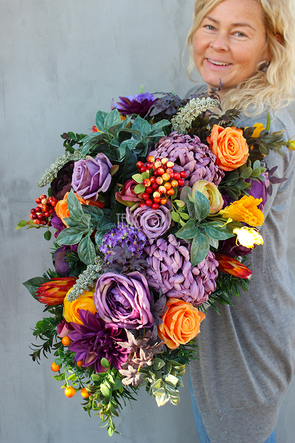 Jesienna Nostalgia dekoracja / wiązanka nagrobna, dł.62cm