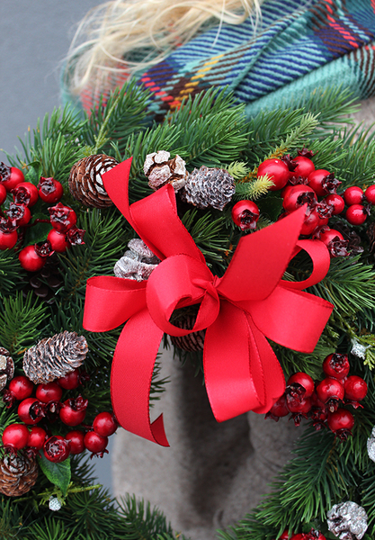 girlanda & wianek Natural Red, komplet dekoracji świątecznych, śr.46cm/dł. 180cm 