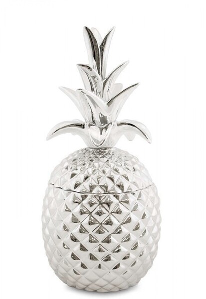 Ananas Silver, figurka ceramiczna / pojemnik, wys.25.5x12.5cm