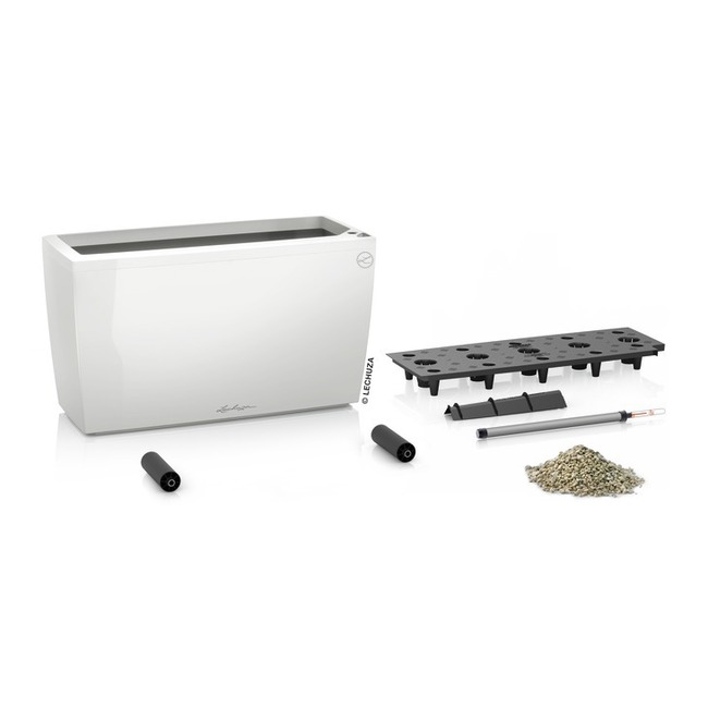 donica na kółkach z nawadnianiem, Cararo, biała, wym.43x75x30cm