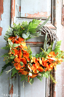 Dzika Orchidea Orange, efektowny wianek na drzwi, śr.40cm