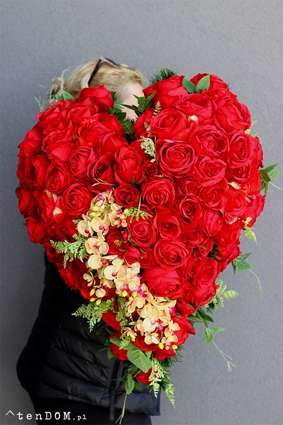 bardzo bogata wiązanka nagrobna, Różane Serce Premium, dł.72cm