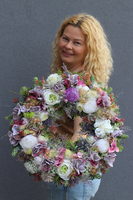 Bellanova Rose, gęsty wianek z puszkami dmuchawca, śr.40cm