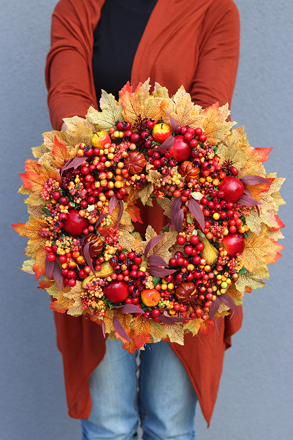 Od Ręki. Jesienny wianek na drzwi, Jesień Jest Piękna, śr.38cm   