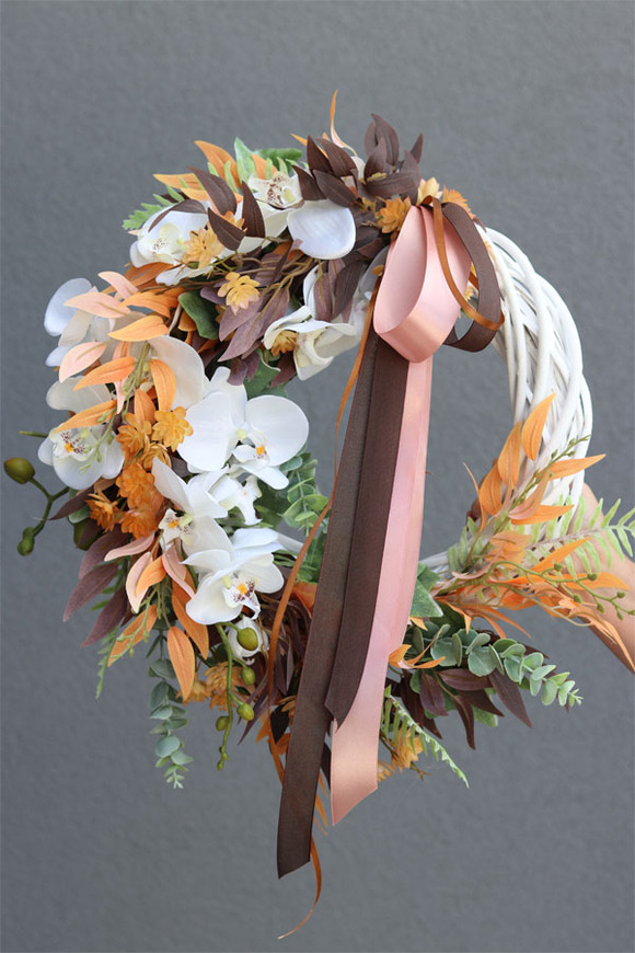 bajeczny wianek na drzwi ze storczykiem, Orchid Fall, śr.55cm 